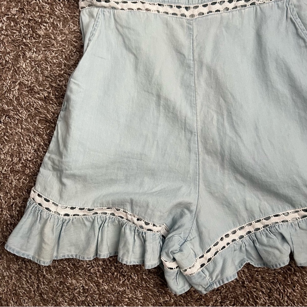 BCBGeneration Light Blue Ruffle Romper - Picture 4 of 6